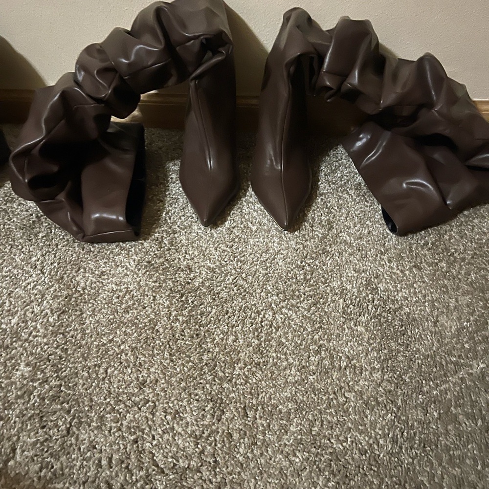 Brown over the knee scrunchy boots
